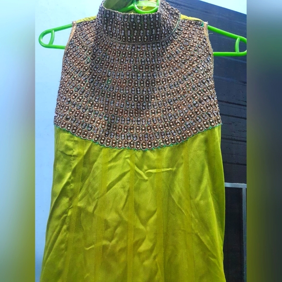 ❌️ SOLD ‼️Suit Set Yellow Green Mix color Ethnic Indian Wear Dress - Picture 5 of 6